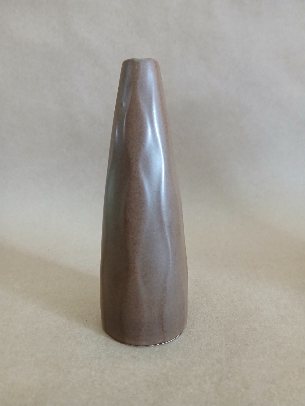 Vintage Jonathan Adler Pot A Porter Brown Conical Porcelain Vase 6.5 in